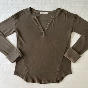 We The Free Mix Cotton Studded Henley Green Top